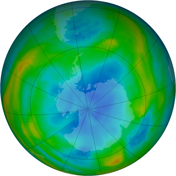 Antarctic ozone map for 22 July 1987